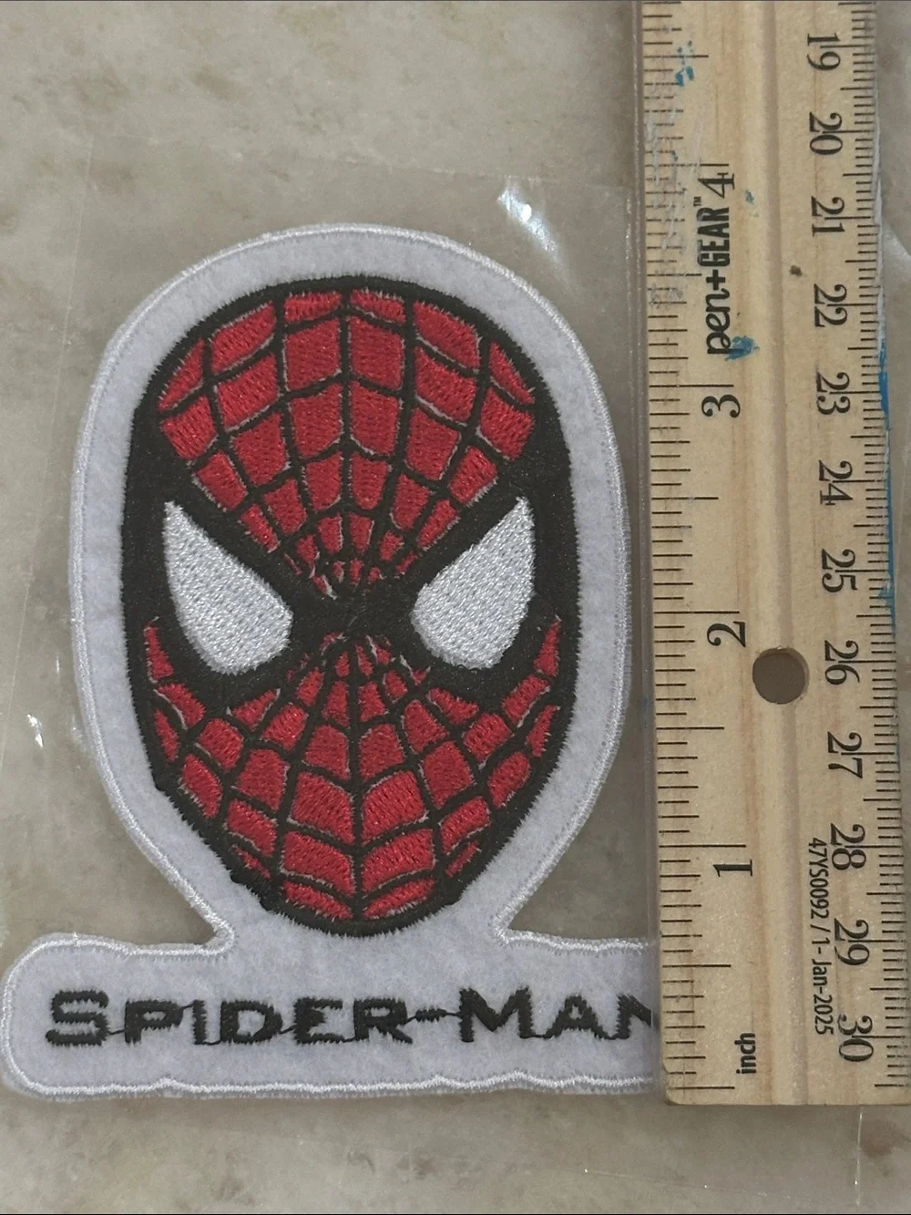 Spiderman Red and White Embroidered Face Patch